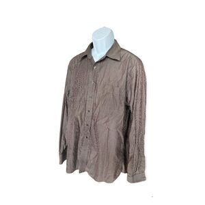 Mens Gap Pinstriped Chocolate Brown Button Down Dress Shirt - Sz XL 17 17 1/2